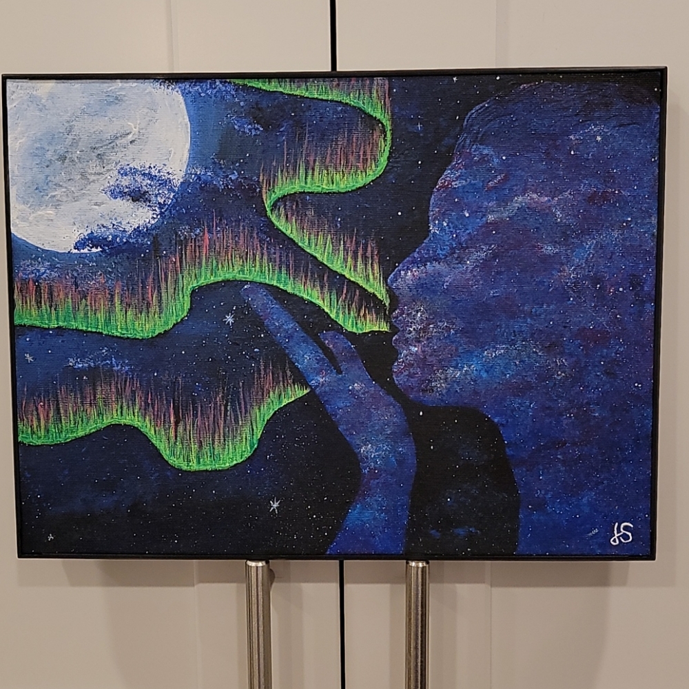 Aurora Borealis Acrylic Hand Painted Sky Painting